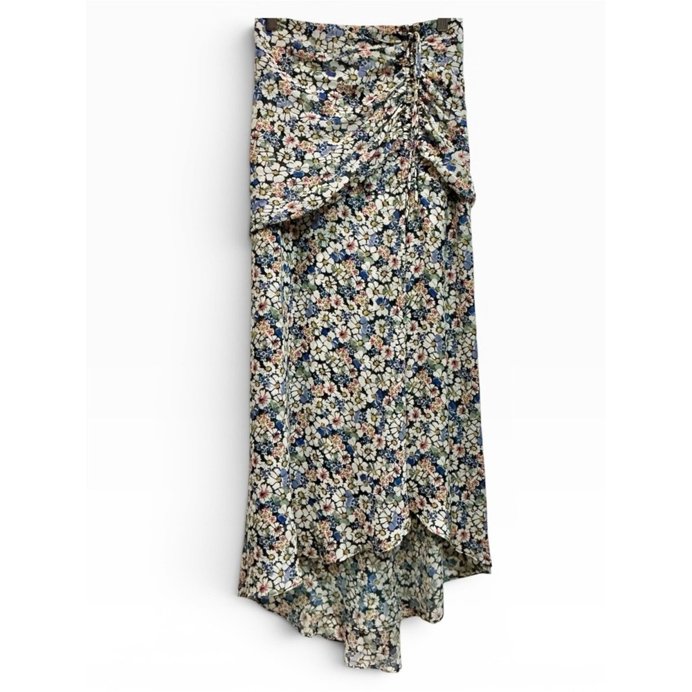 Veronica Beard Silk Lucien Floral Ruched Flowy Asymetrical Midi Skirt 0 XS $498